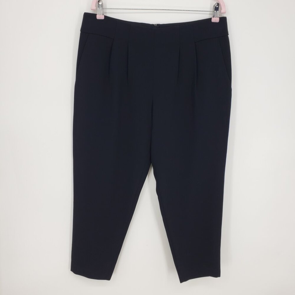 J. Crew City Fit Pleated Dress‎ Pants 12 Tapered Leg Ankle High Rise Waist Black